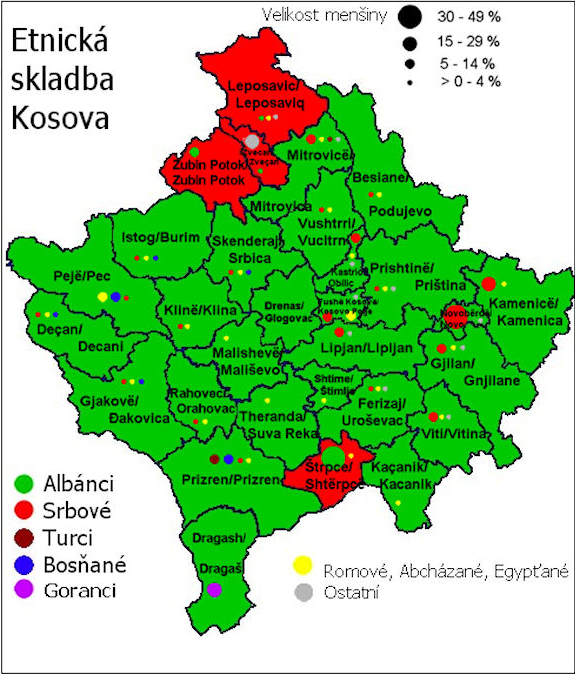 Mapa etnického složení Kosova