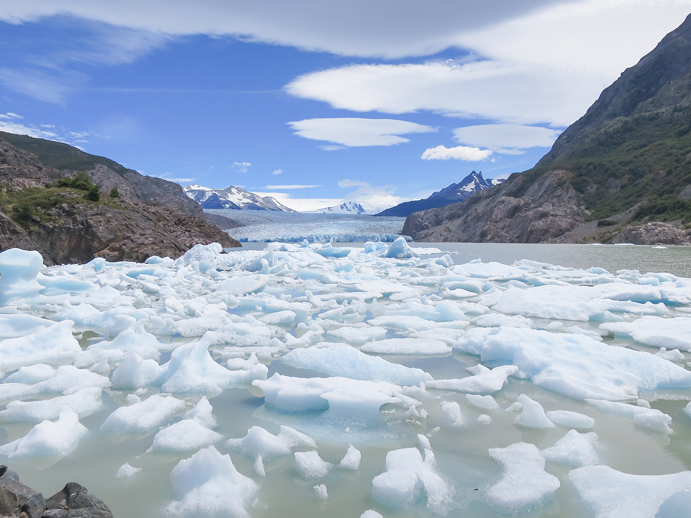Z čela ledovců se neustále odtrhávají kry a ledovec Grey není výjimkou