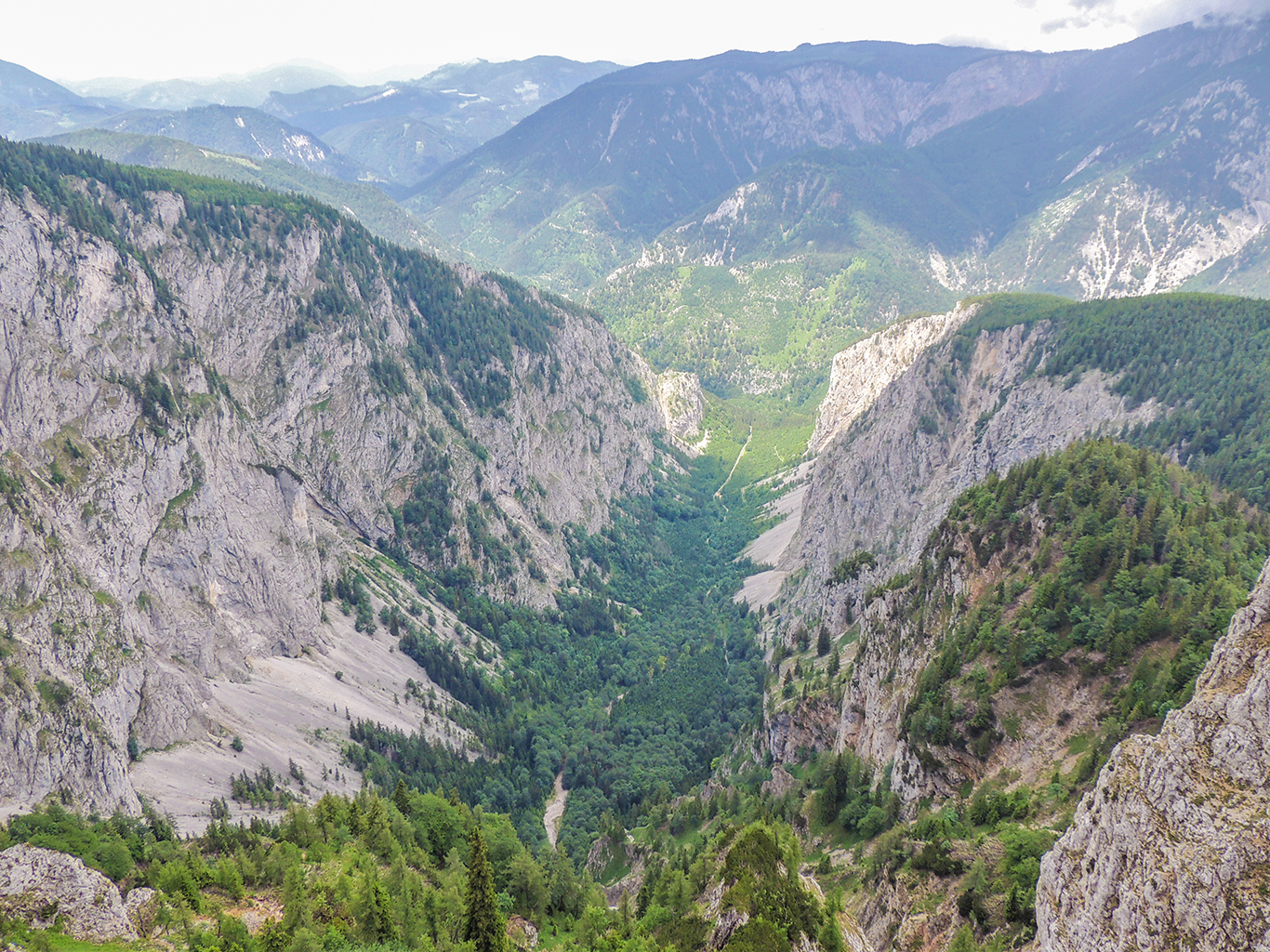 Zalesněné údolí Grosses Höllental