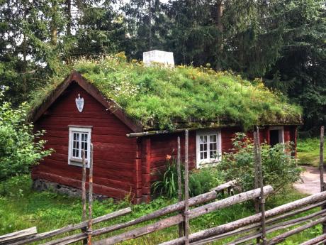 Ukázka tradičního obydlí ve švédském skanzenu ve Stockholmu